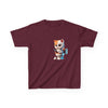 Humorous Kids Cotton Tee with Cute Cat on Toilet Design