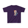 Humorous Kids Cotton Tee with Cute Cat on Toilet Design