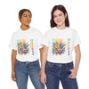Tropical Floral Unisex Heavy Cotton Tee - Colorful Art Design