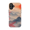 Elegant Cherry Blossom Phone Case - Tough Protection with Scenic Mountain Design
