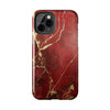 Elegant Red with Gold Veins Tough Phone Case