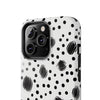 Trendy Tough Phone Case with Black Polka Dots