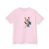 Humorous Kids Cotton Tee with Cute Cat on Toilet Design