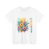 Tropical Floral Unisex Heavy Cotton Tee - Colorful Art Design