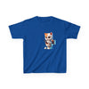 Humorous Kids Cotton Tee with Cute Cat on Toilet Design