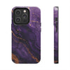 Elegant Purple Marble Tough Phone Case with Gold Accents