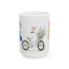 Whimsical Floral Bike Mug - Cute Coffee Cup for Garden Lovers, Birthday Gift, Spring Decor, Easter Mug, Nature Enthusiast