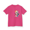 Humorous Kids Cotton Tee with Cute Cat on Toilet Design