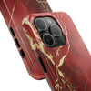 Elegant Red with Gold Veins Tough Phone Case