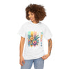 Tropical Floral Unisex Heavy Cotton Tee - Colorful Art Design