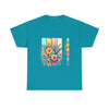Tropical Floral Unisex Heavy Cotton Tee - Colorful Art Design