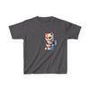 Humorous Kids Cotton Tee with Cute Cat on Toilet Design