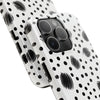 Trendy Tough Phone Case with Black Polka Dots