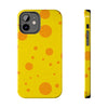 Cheerful Cheese Pattern Tough Phone Case - Vibrant Yellow with Orange Dots