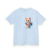 Humorous Kids Cotton Tee with Cute Cat on Toilet Design
