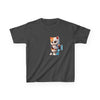 Humorous Kids Cotton Tee with Cute Cat on Toilet Design