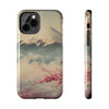 Mountain Blossom Tough Phone Case - Durable Phone Protector with Cherry Blossom and Scenic Design